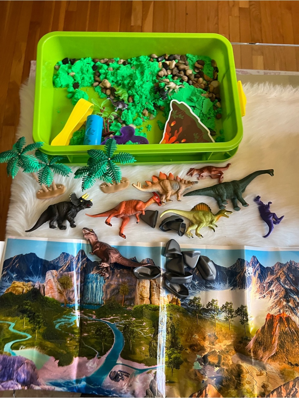 Kids Dinosaur Sensory Play Set bin- Green